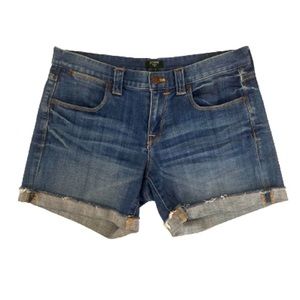 J. CREW DISTRESSED ROLLED CUFF MID RISE JEAN SHORTS SIZE 4